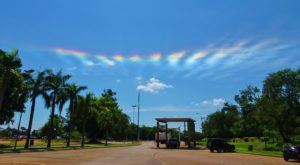 An amazing rainbow effect formed from the constant waterfall spray