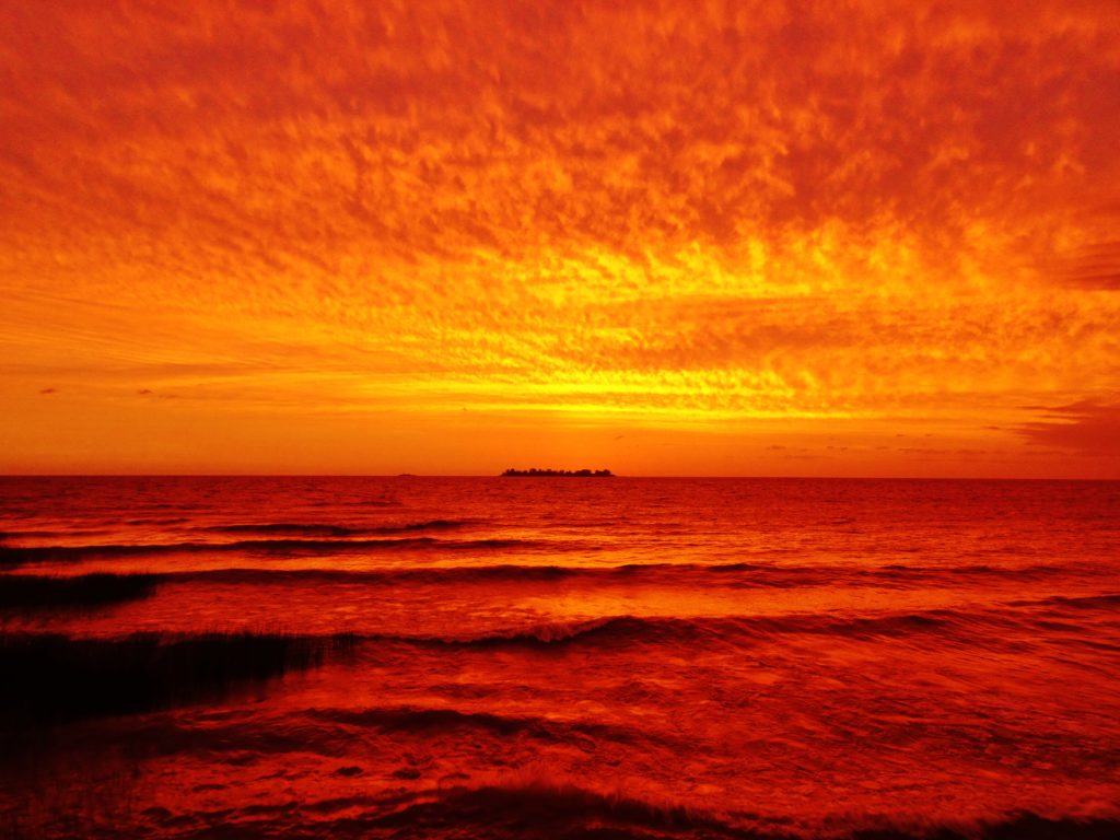 The sunset changed to a fantastic orange