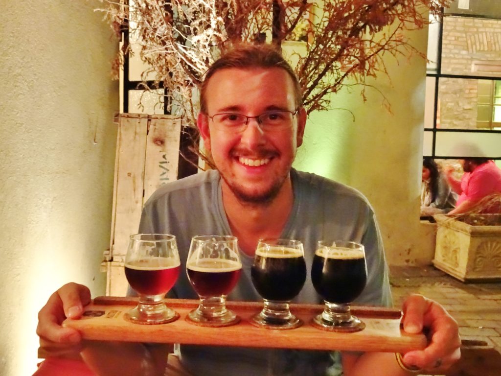 Enjoying a beer flight