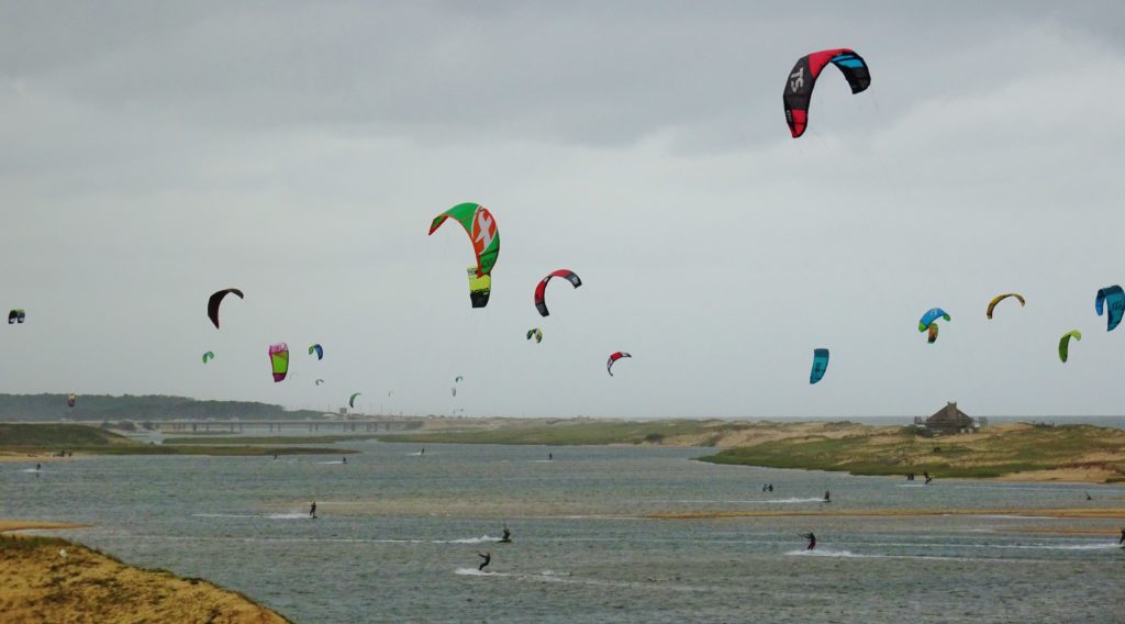 Kite surfers making the most of the windy day