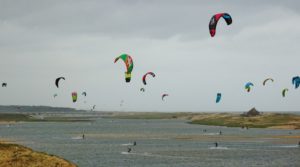 Kite surfers making the most of the windy day