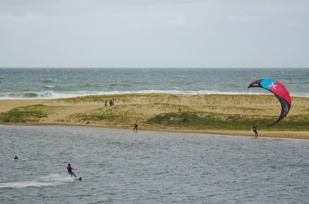 Kite surfer on a lagoon