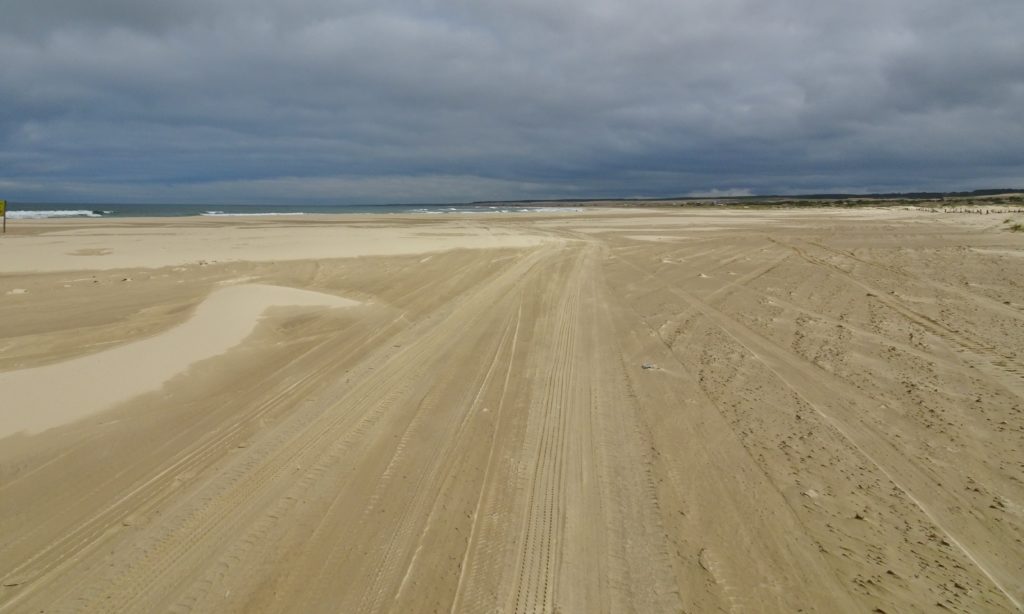 Overlander tracks on the beach