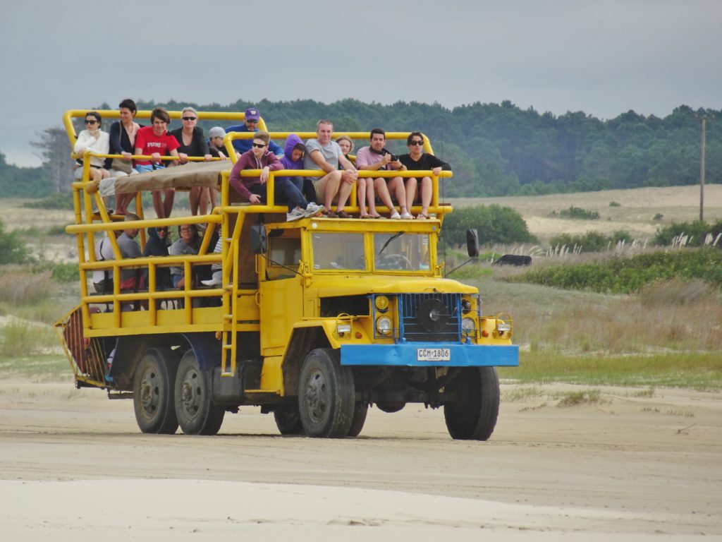 An overlander bringing people to Cabo Polonio
