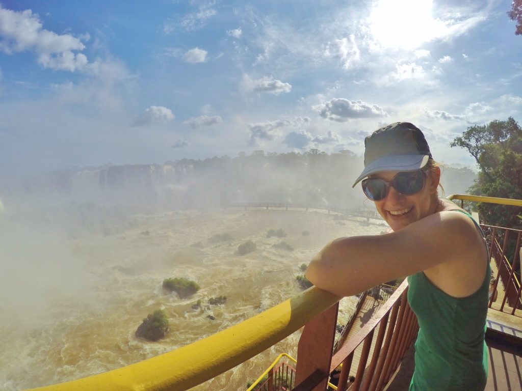 Looking out over the water and through the spray