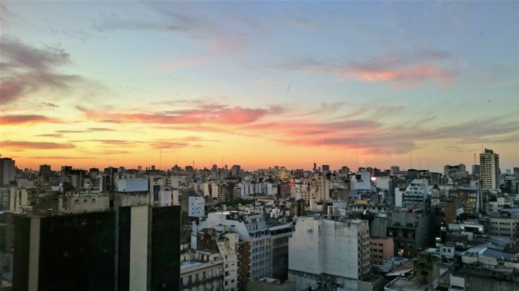 The view from our hotel at sunset