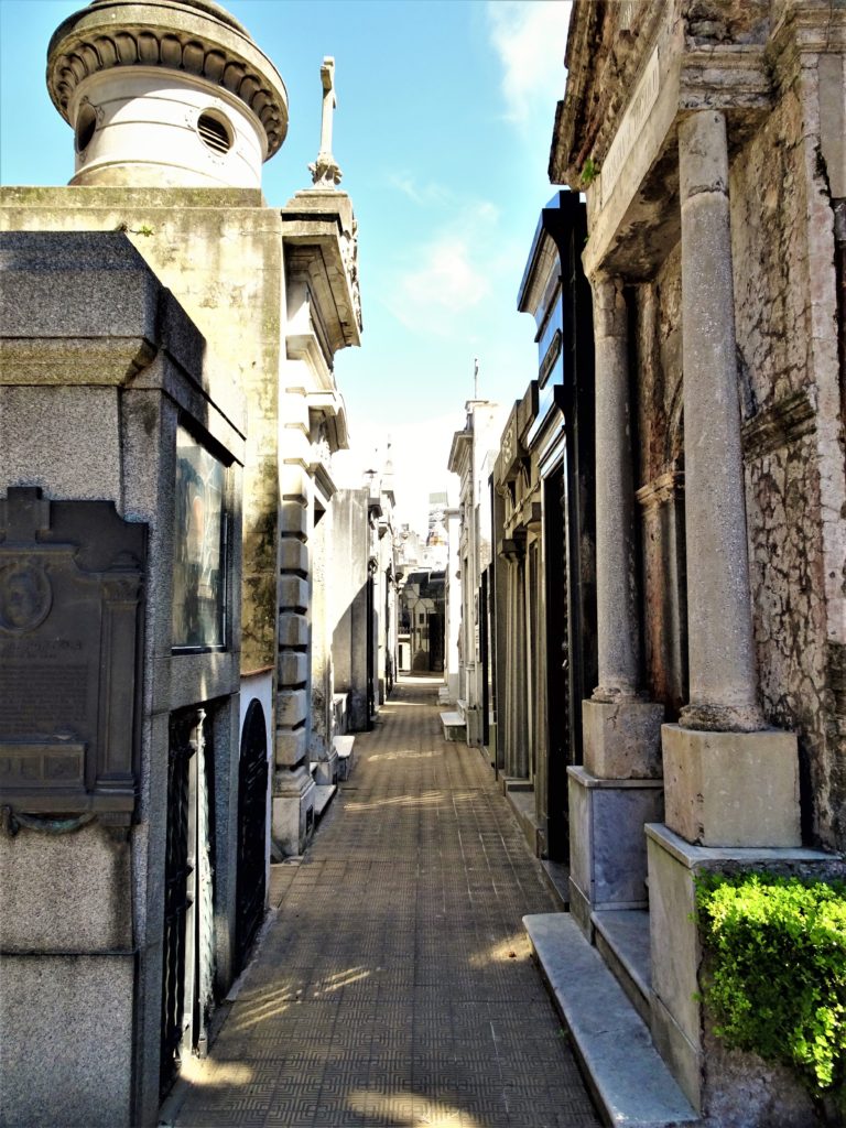 The narrow alleyways of Recoleta Cemetery