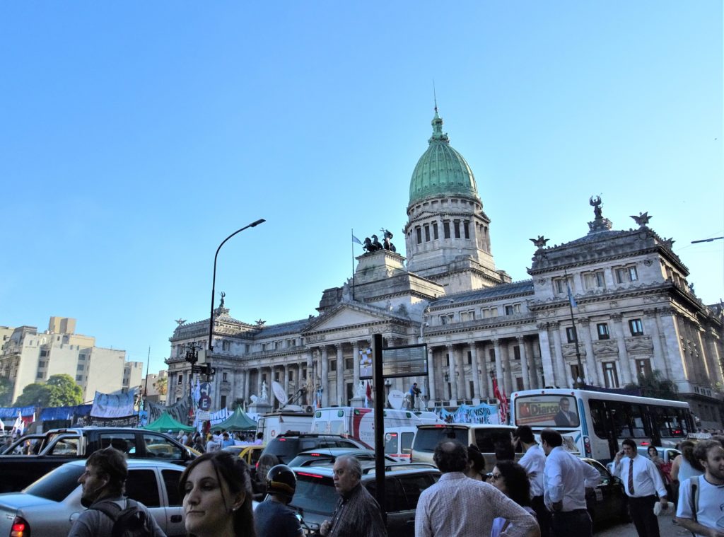 A protest outside the National Congress building