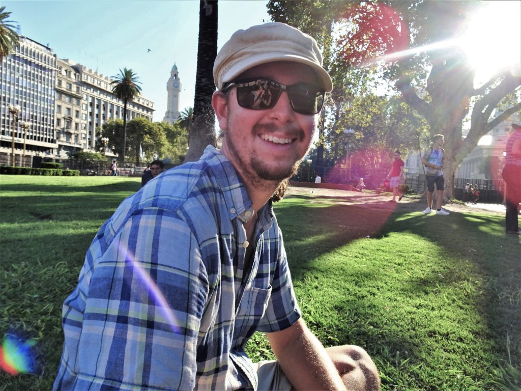 Enjoying a rest on the grass after a long day's walk